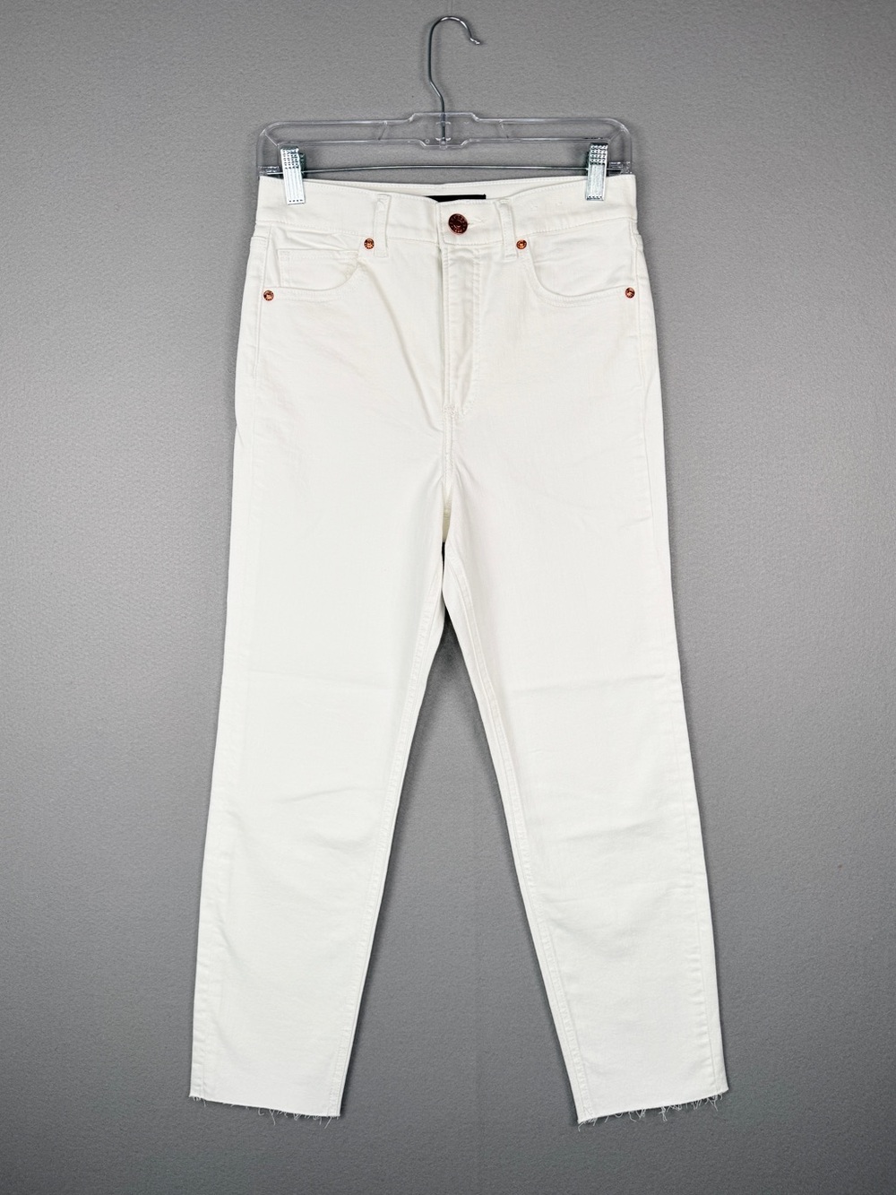 Express Mom‎ Jeans Super High Rise White Raw Hem 2 Minimalist Casual
